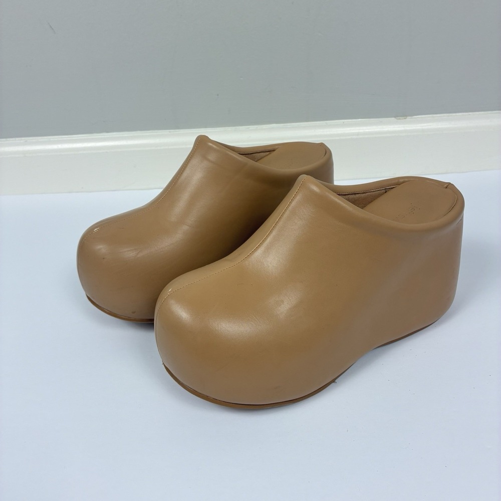 Mod Jeffrey Campbell Cloggin Tan Platform Mule Clogs 7.5 Comic-Con Costume Anime